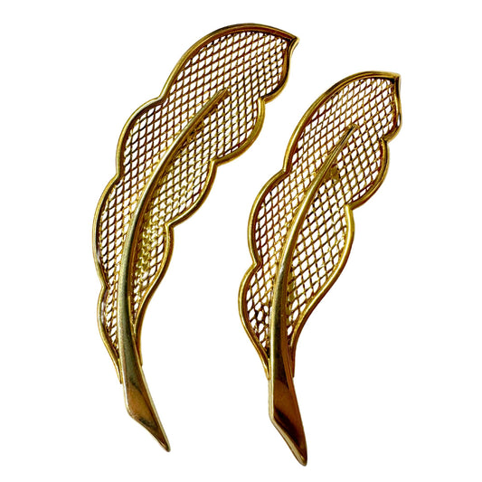 Pair of Estate 18k Van Cleef and Arpels Feather Brooches