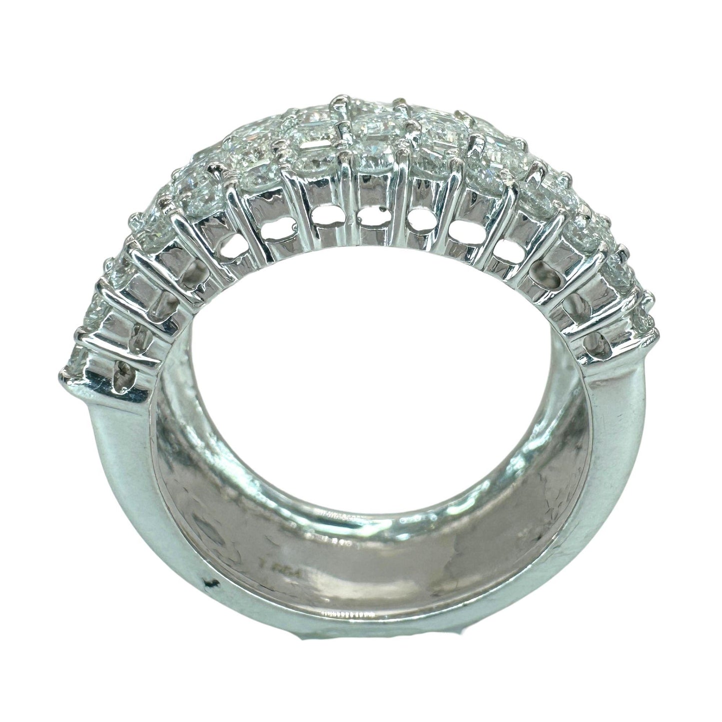 18k Emerald Cut Diamond Wide Band Ring