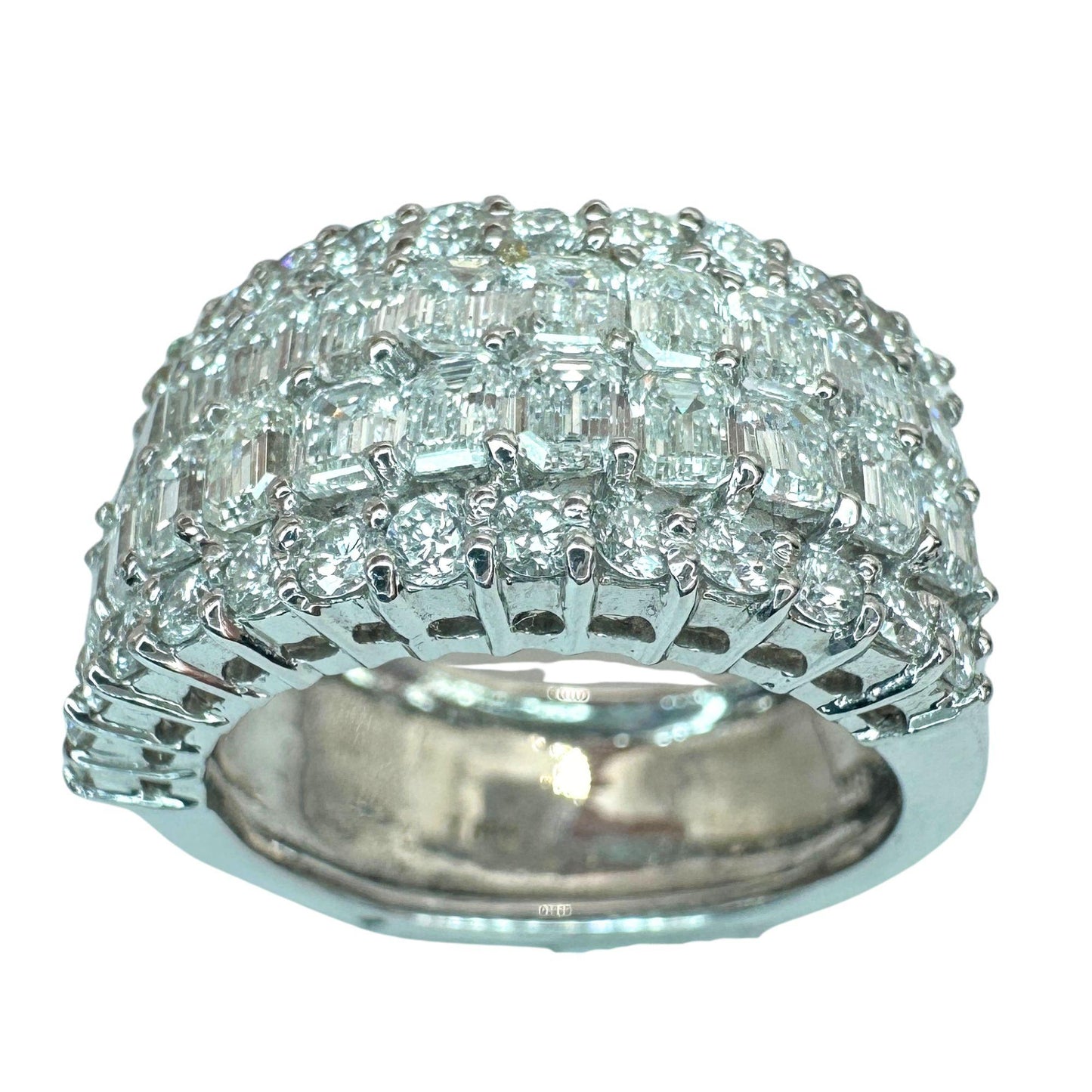 18k Emerald Cut Diamond Wide Band Ring