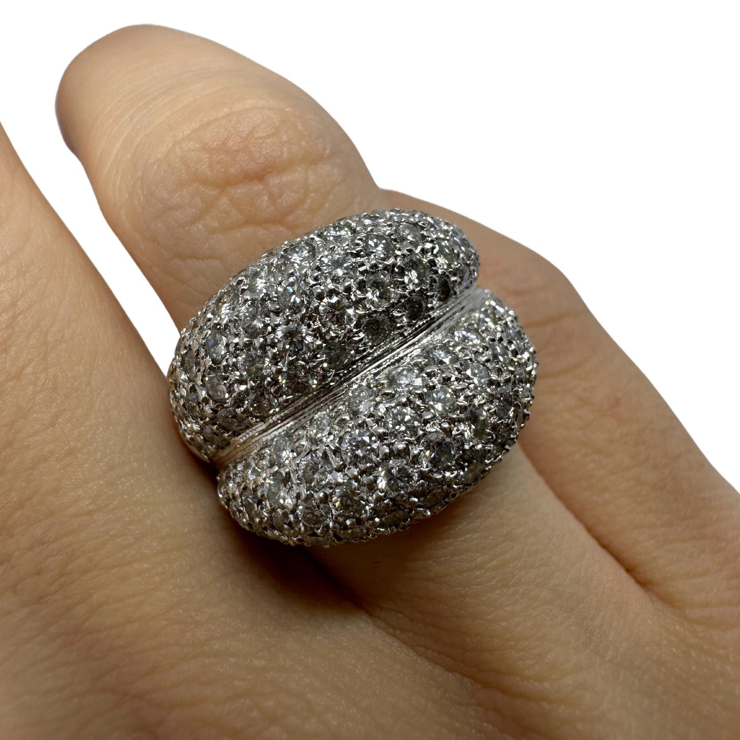 18k White Gold Diamond Wide Band Ring