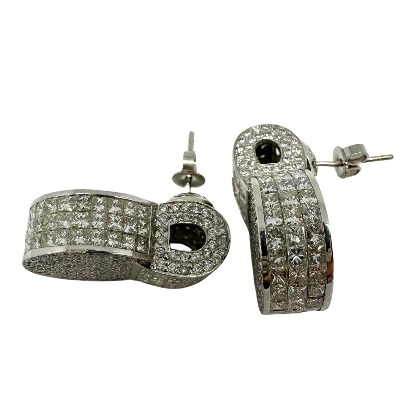 18K White Gold Princess Cut Diamond Earrings