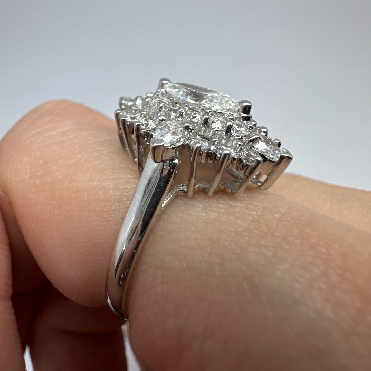 18K White Gold Marquise Cut Diamond Ring