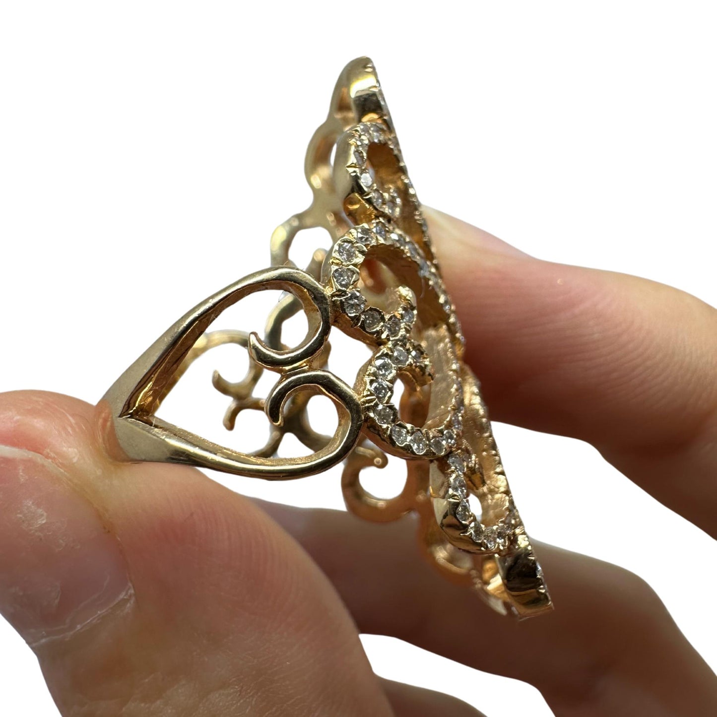 14K Yellow Gold Diamond Wide Band Ring