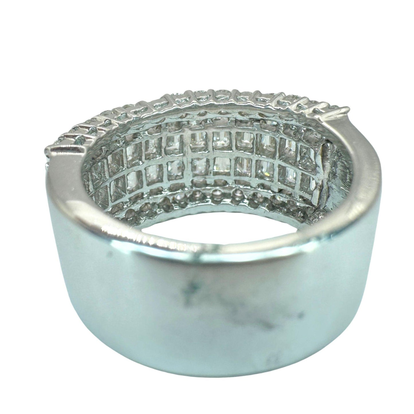 18k Emerald Cut Diamond Wide Band Ring