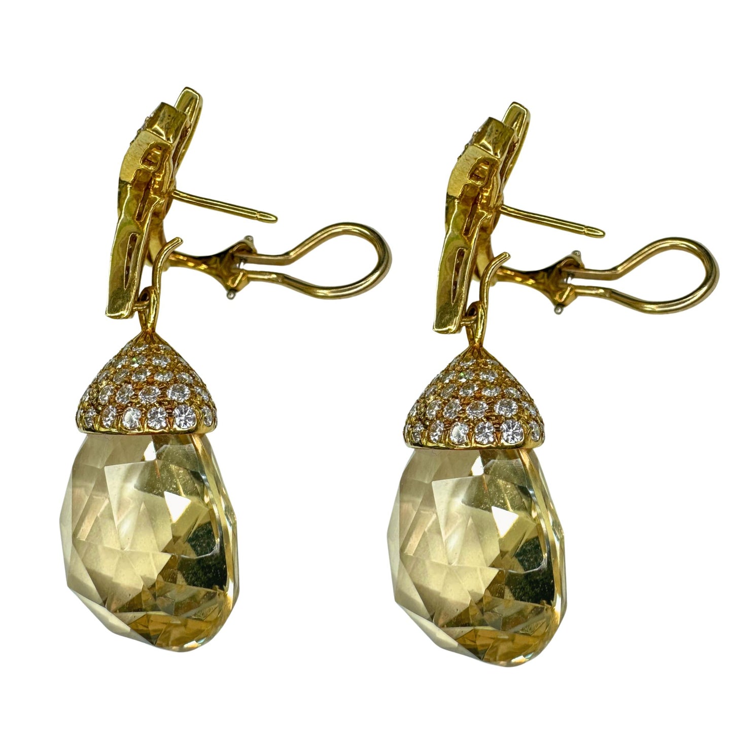 18k TIffany Diamond and Lemon Citrine Day-Night Earrings Signed Paloma Picasso