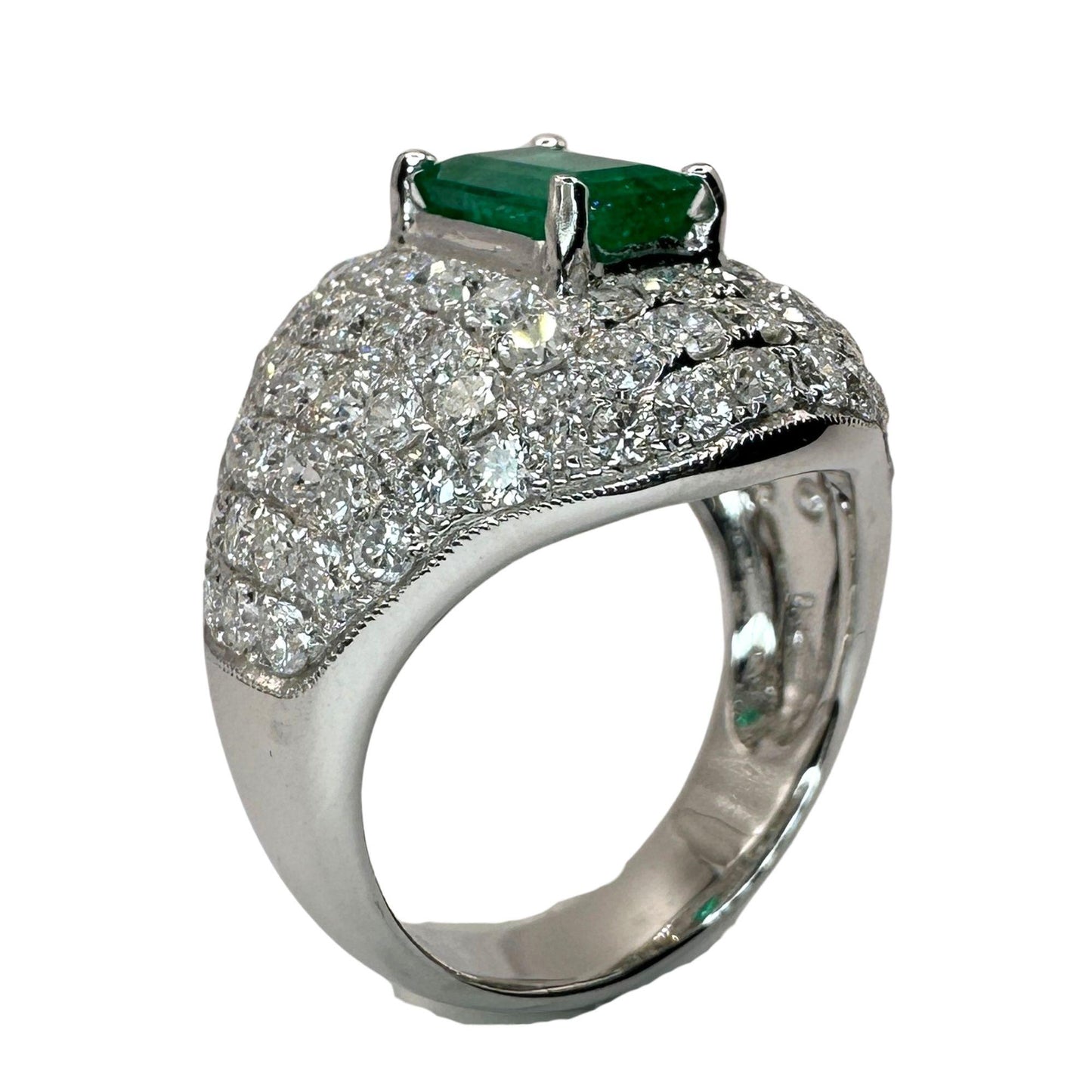 18k Diamond and Emerald Ring