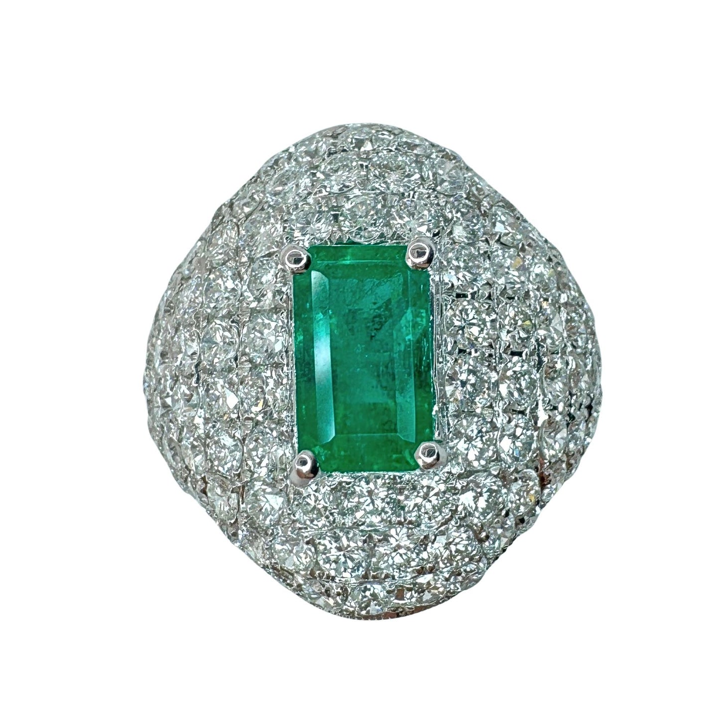 18k Diamond and Emerald Ring