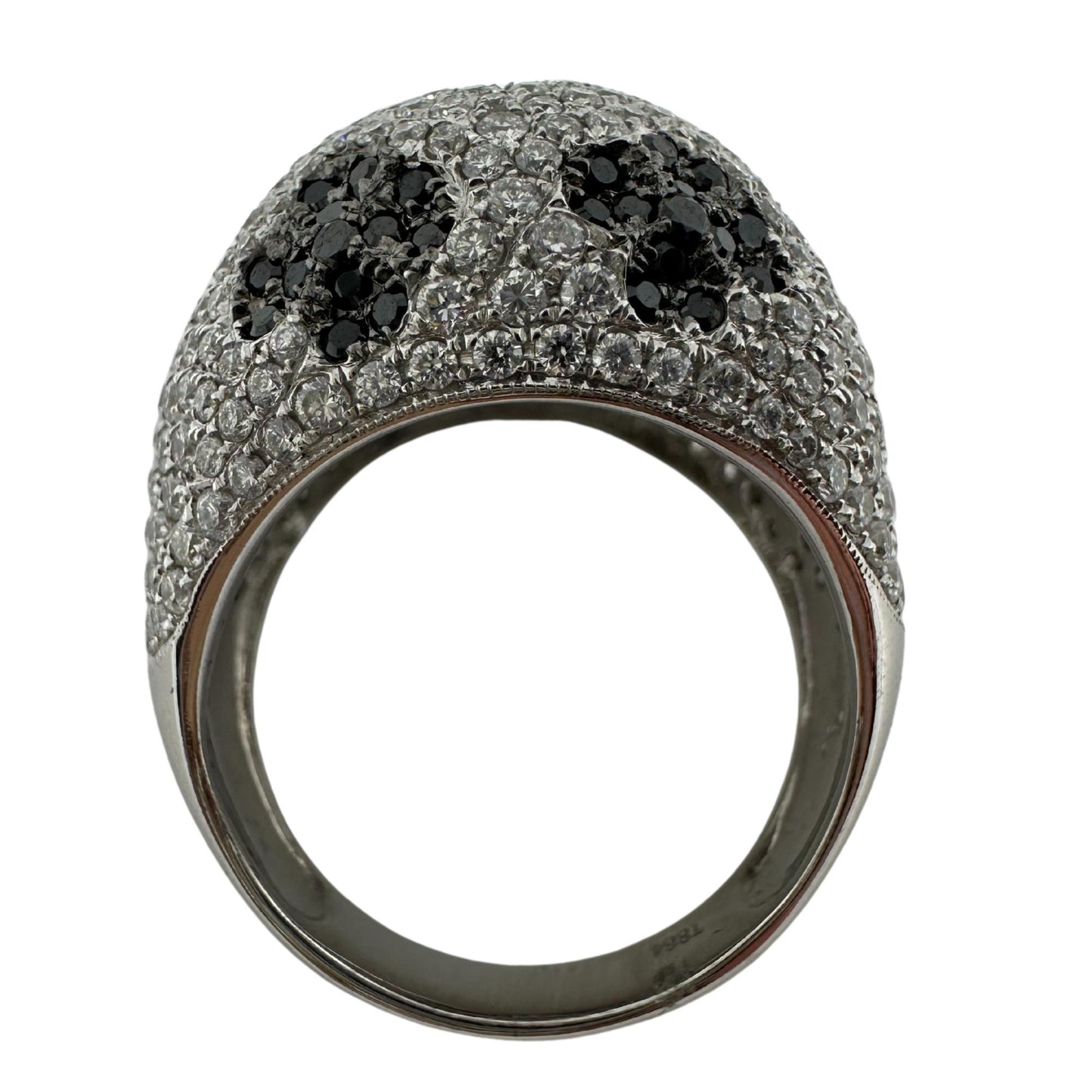 18K White Gold Black and White Diamond Dome Ring