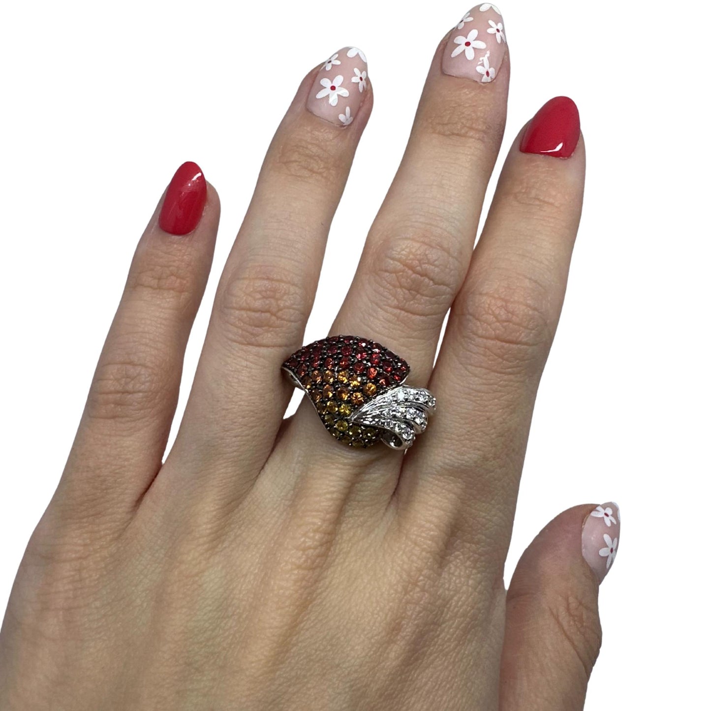 18K White Gold Diamond and Multi Sapphire Ring