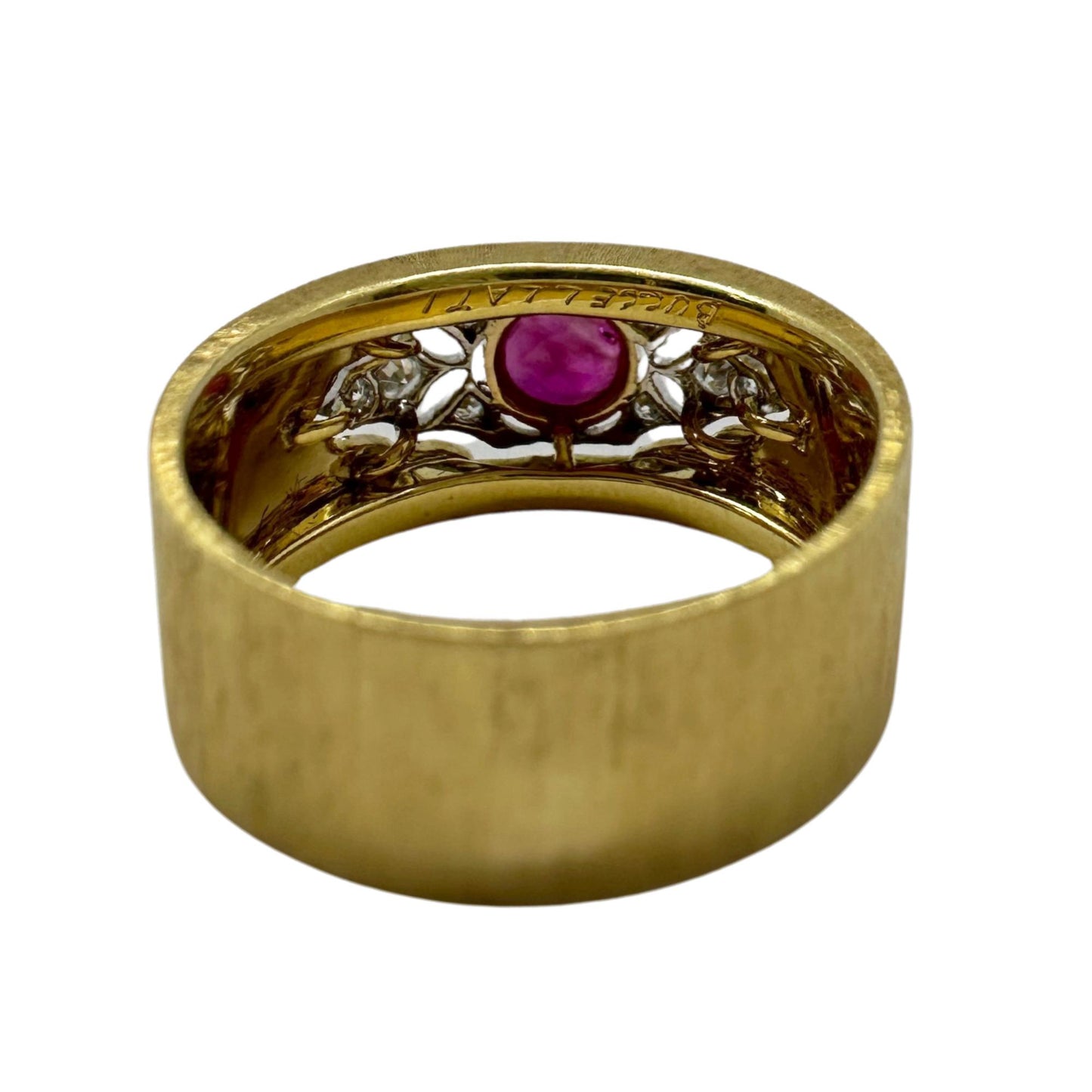 Buccellati Estate 18K Burma No Heat Ruby and Diamond Wide Band Ring with GIA