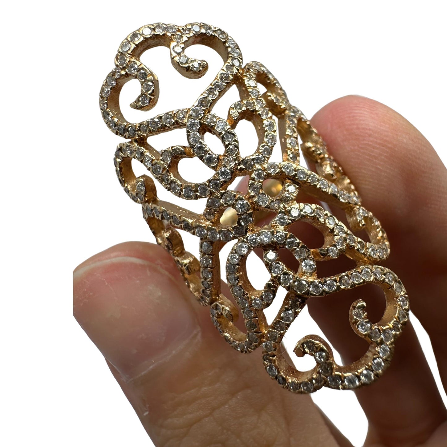 14K Yellow Gold Diamond Wide Band Ring