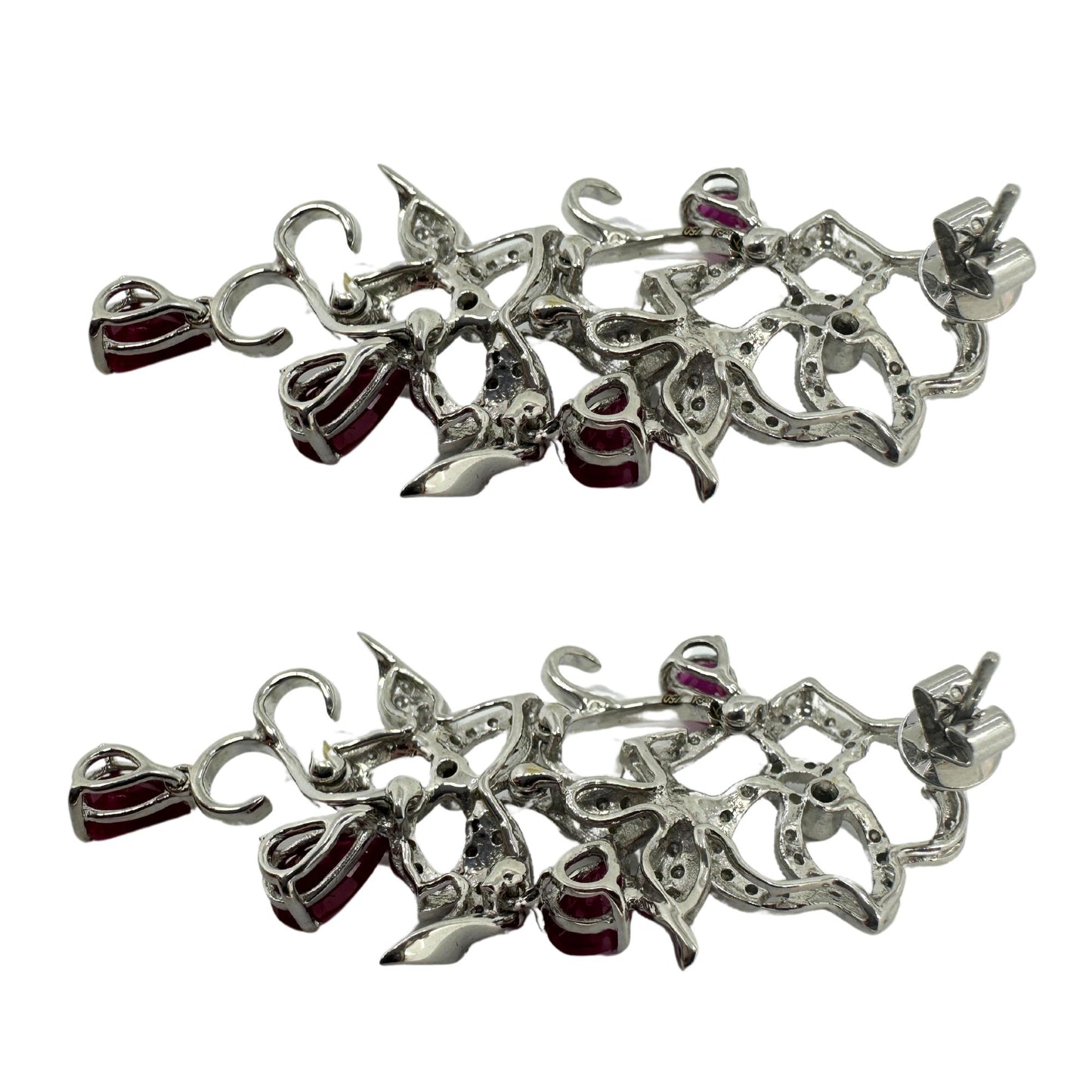 18k Diamond and Pear Shaped Ruby Earrings