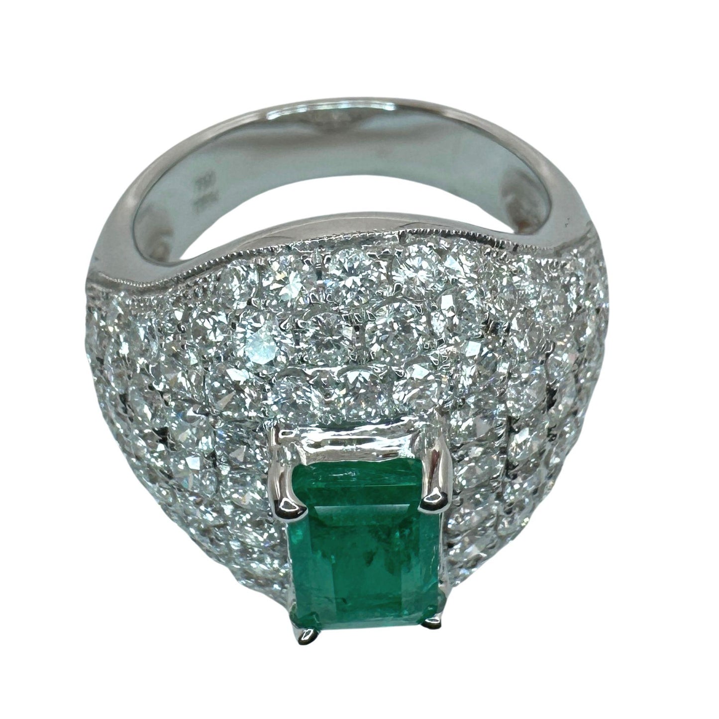 18k Diamond and Emerald Ring