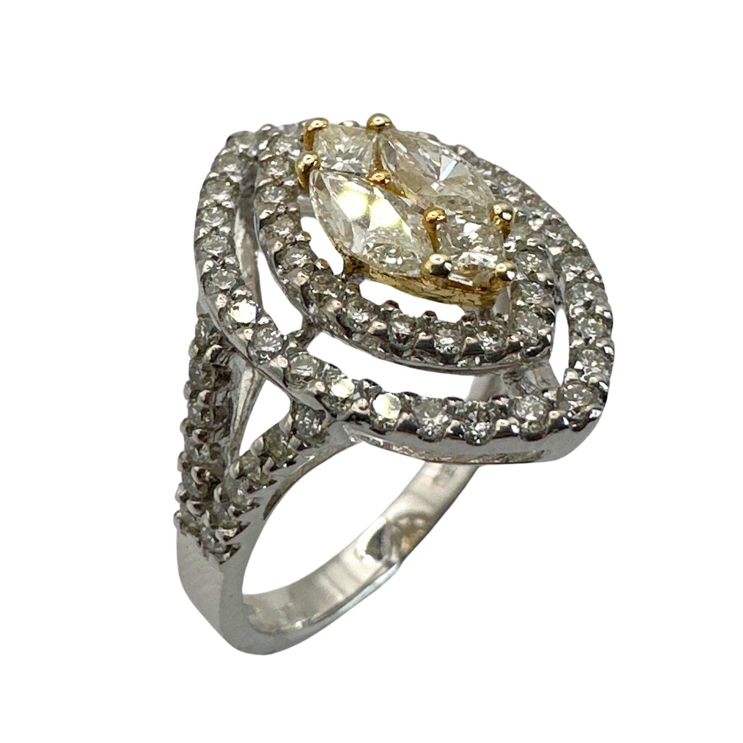 18k Marquise and Princess Cut Diamond Ring
