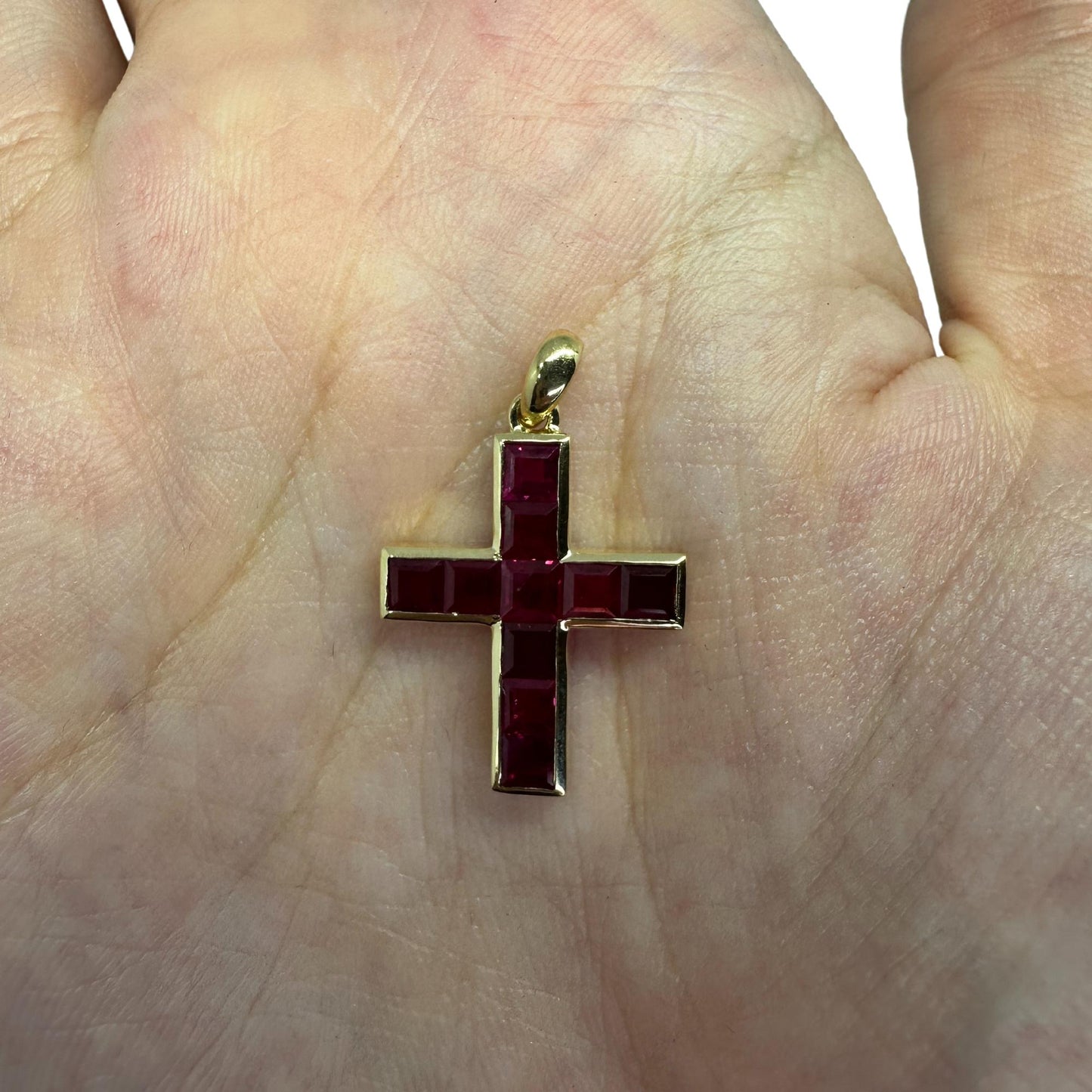 14K 2.20 Carat Ruby Cross Pendant