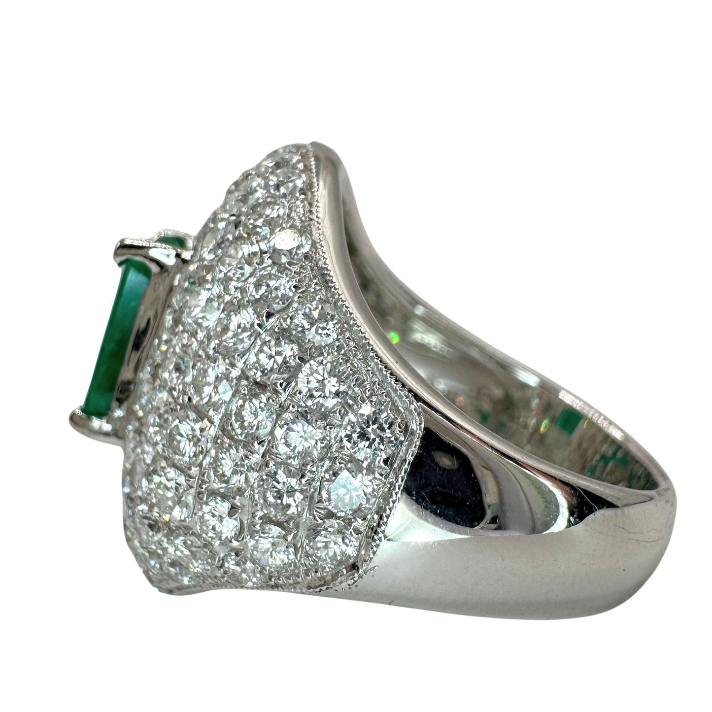 18k Diamond and Emerald Ring