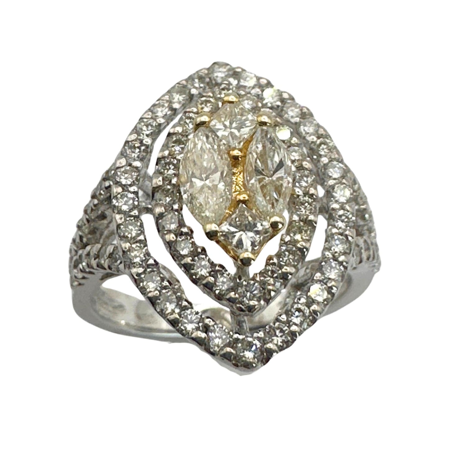 18k Marquise and Princess Cut Diamond Ring