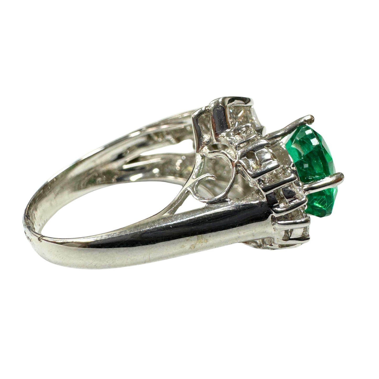 GIA Certified 18k Diamond and Emerald Ring