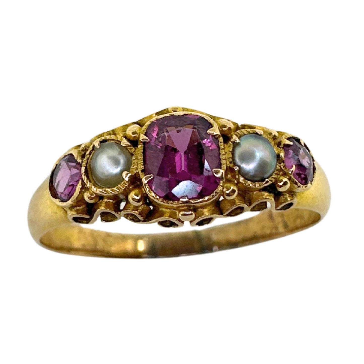 14k Victorian Sea Pearl and Pink Tourmaline Ring