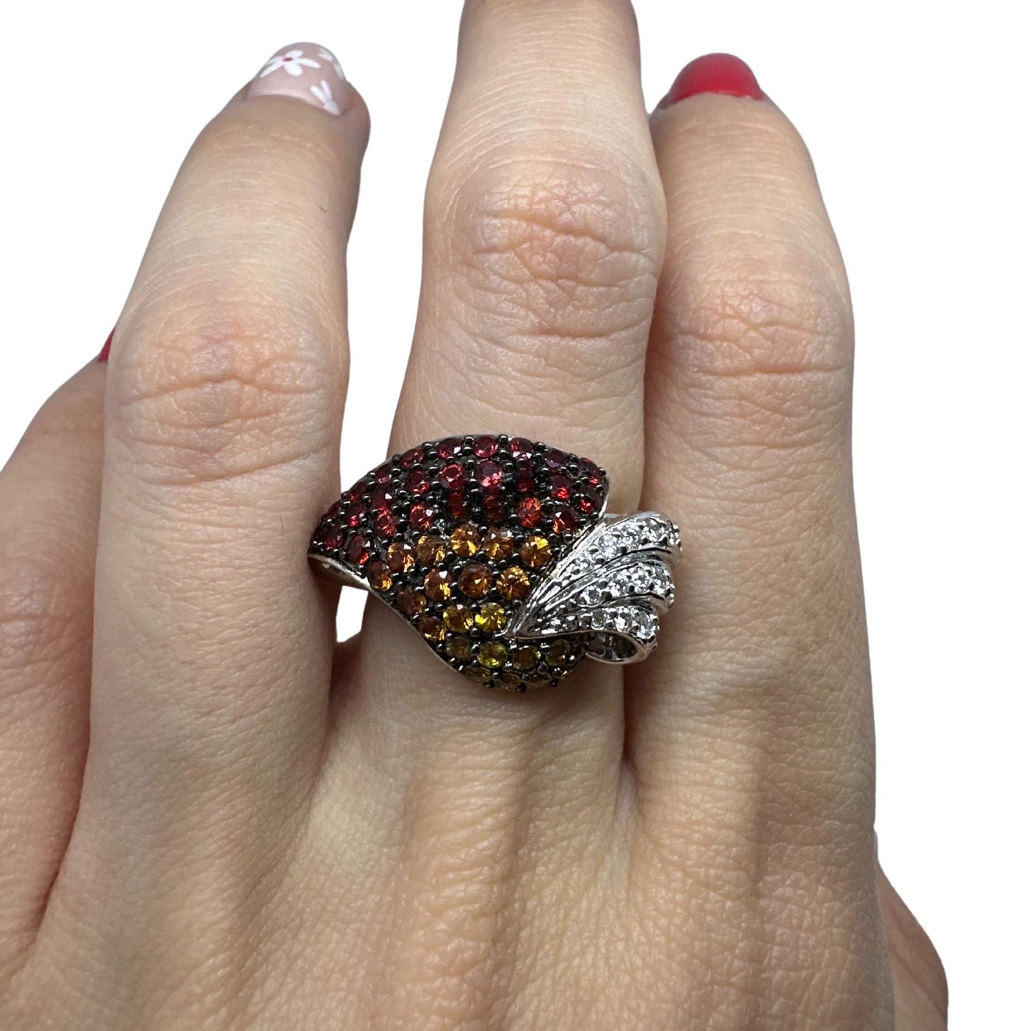 18K White Gold Diamond and Multi Sapphire Ring