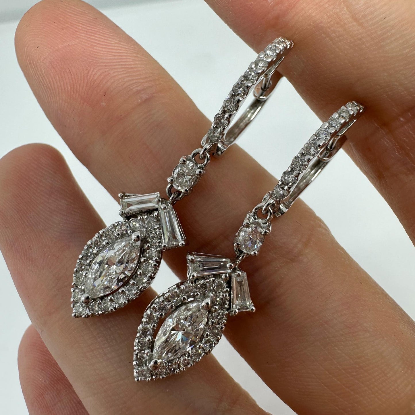 18K White Gold Marquise Diamond Earrings