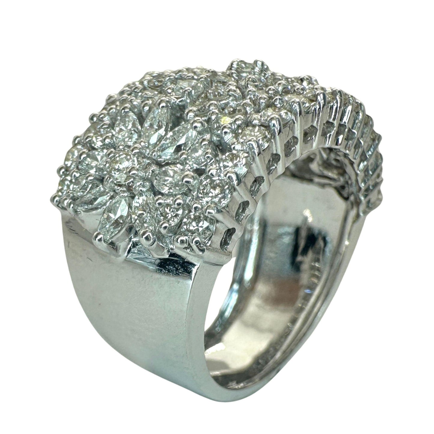 18k Marquise Cut Diamond Wide Band Ring
