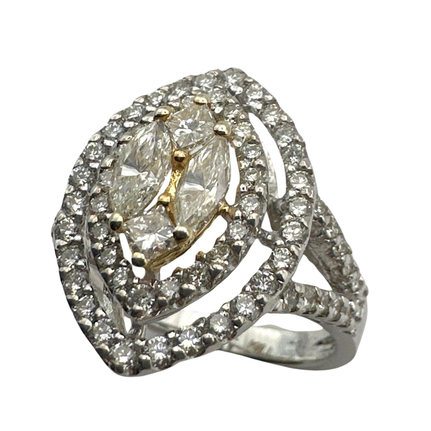 18k Marquise and Princess Cut Diamond Ring