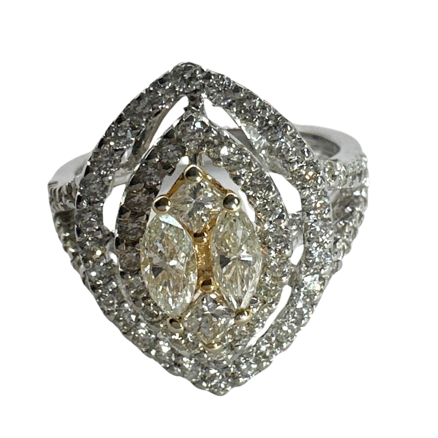 18k Marquise and Princess Cut Diamond Ring