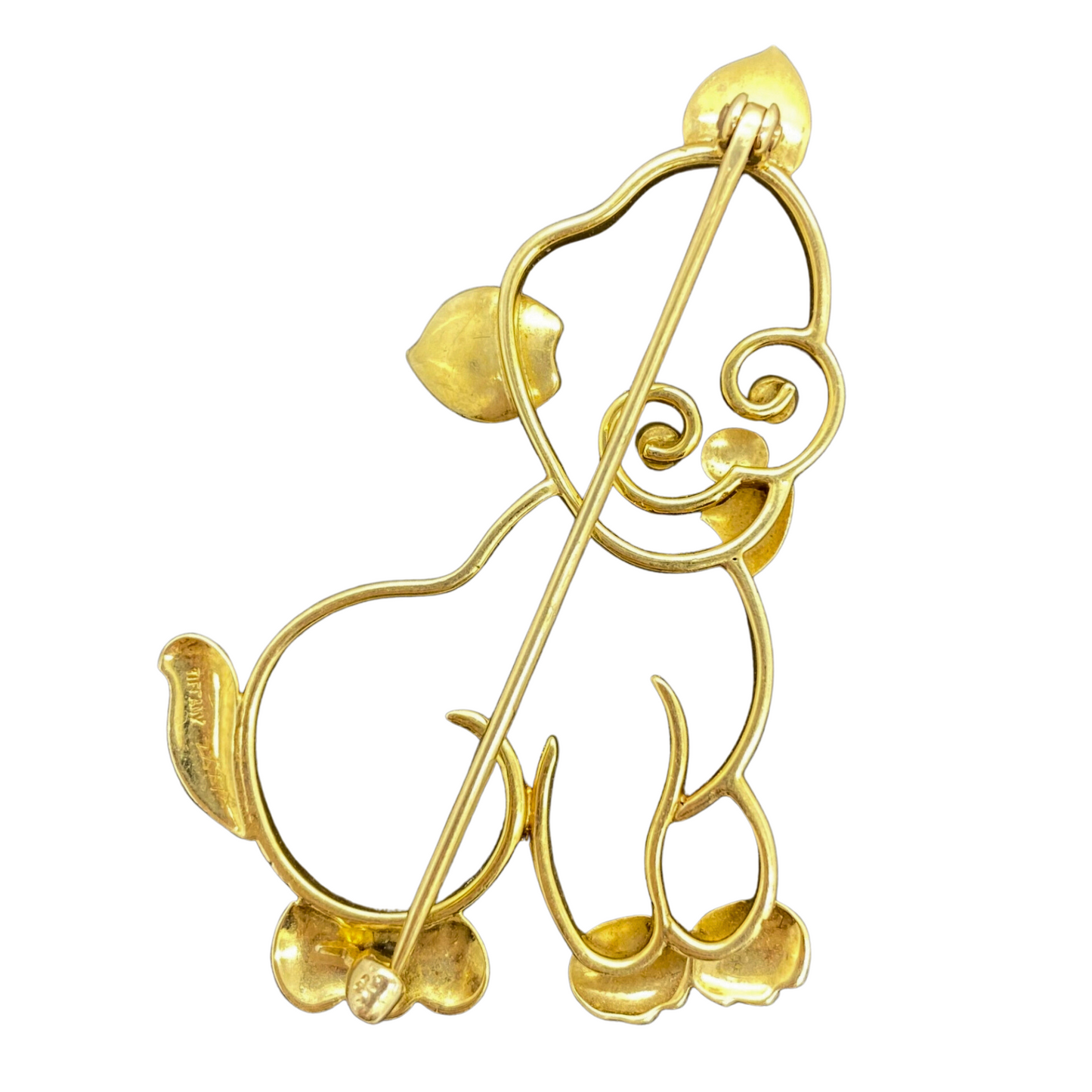 14k Estate Tiffany Adorable Puppy Pin