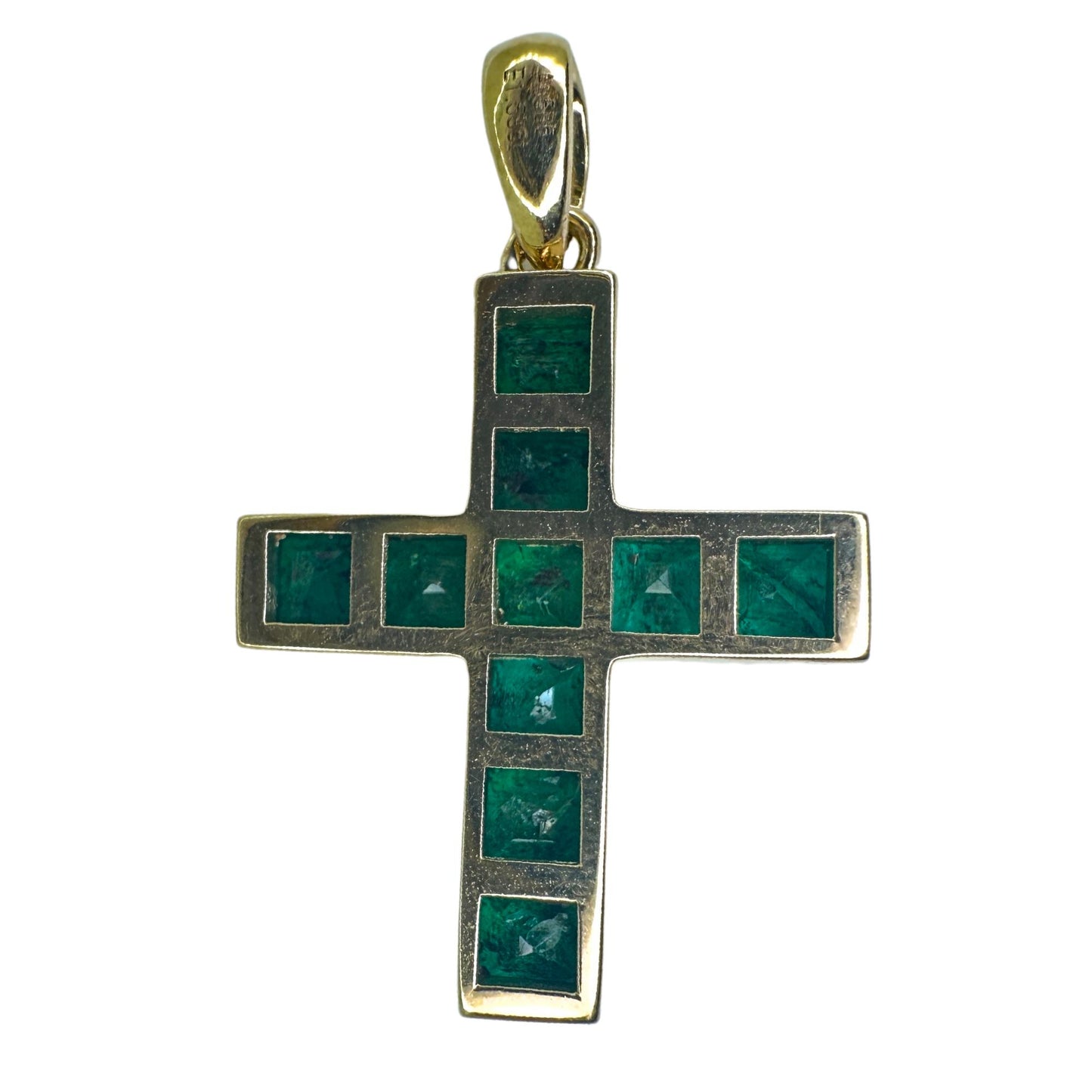 14K 1.58 Carat Emerald Cross Pendant