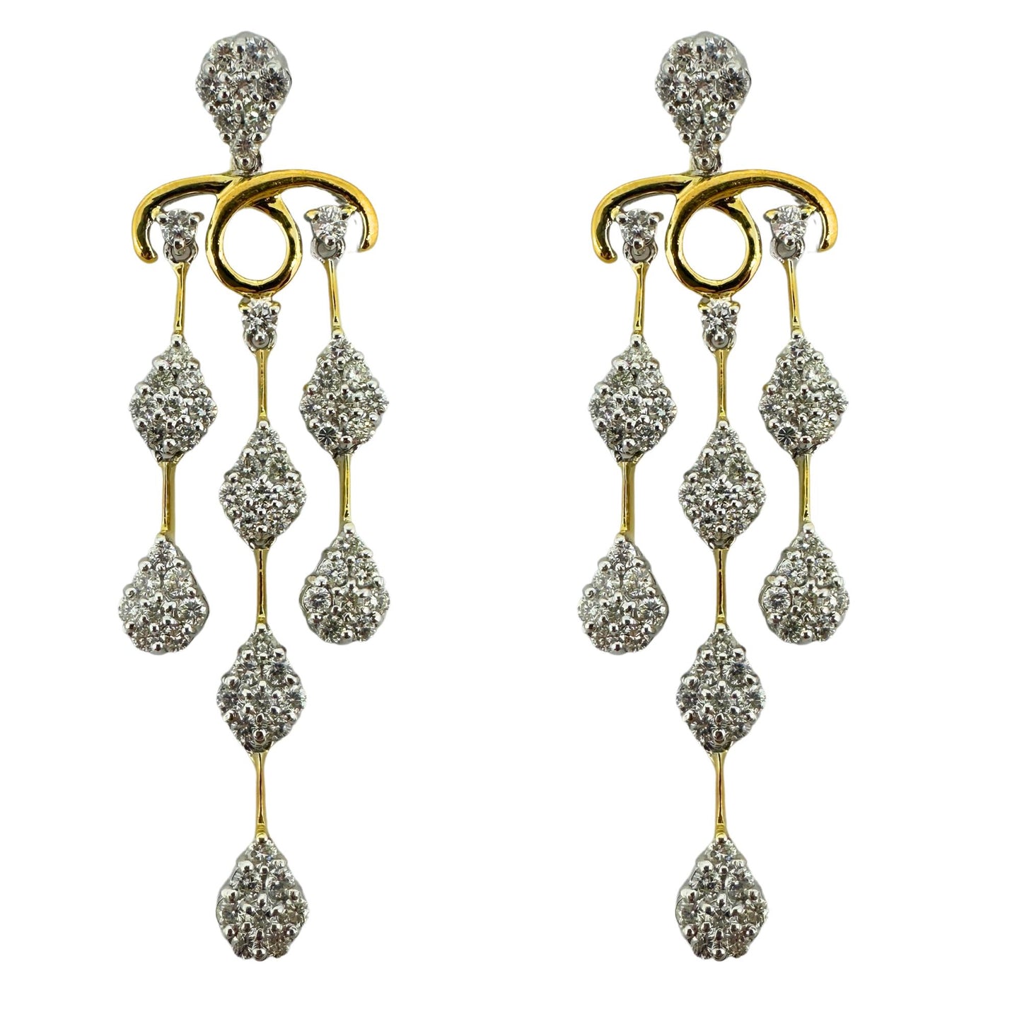 18K White and Yellow Gold Diamond Earrings