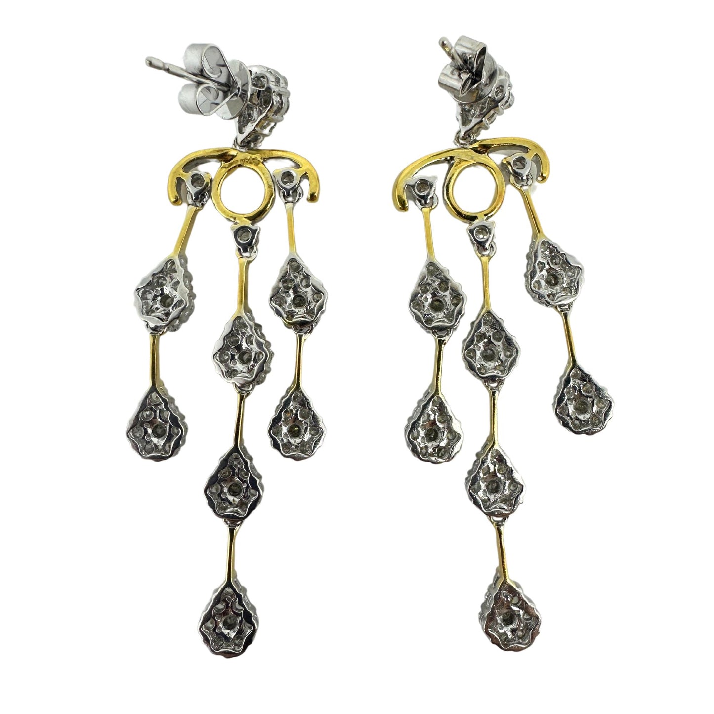 18K White and Yellow Gold Diamond Earrings