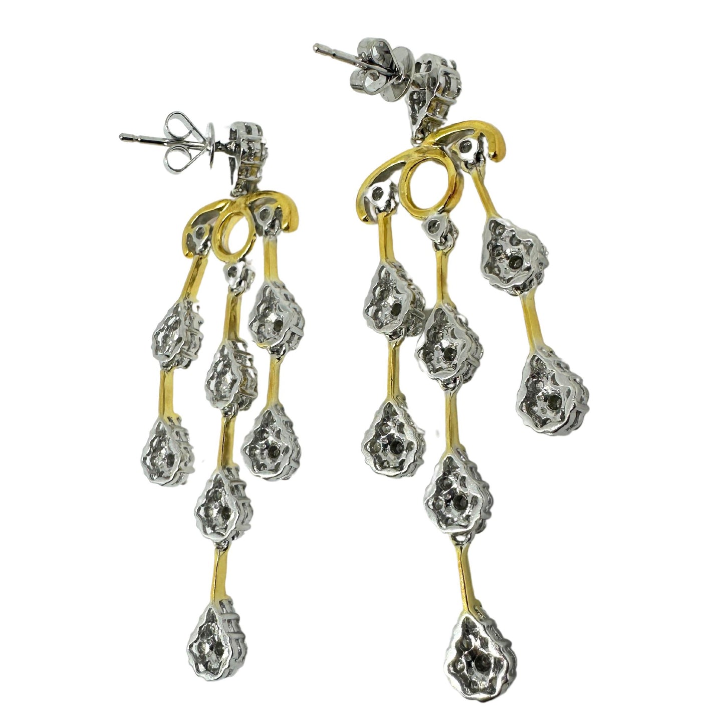 18K White and Yellow Gold Diamond Earrings