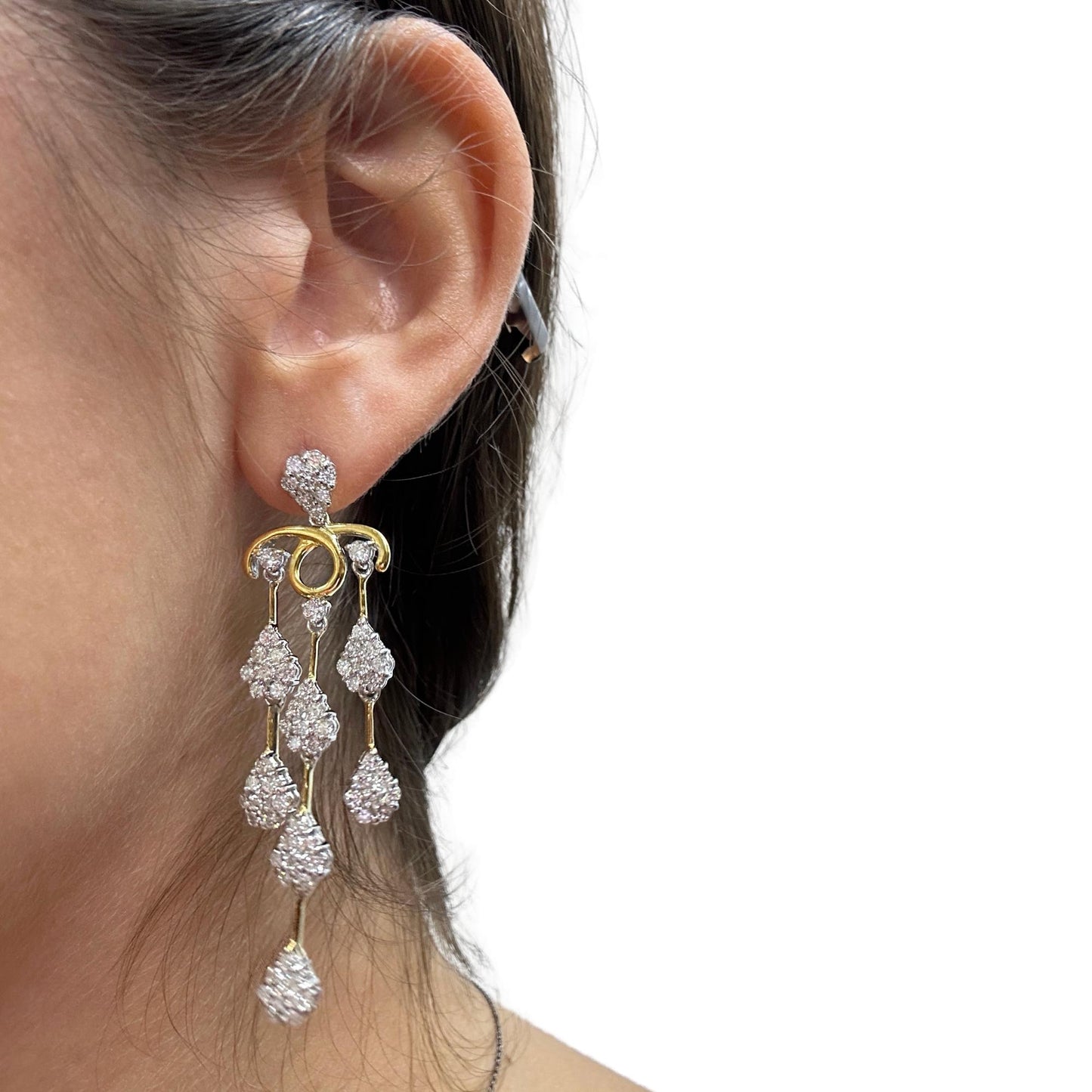 18K White and Yellow Gold Diamond Earrings