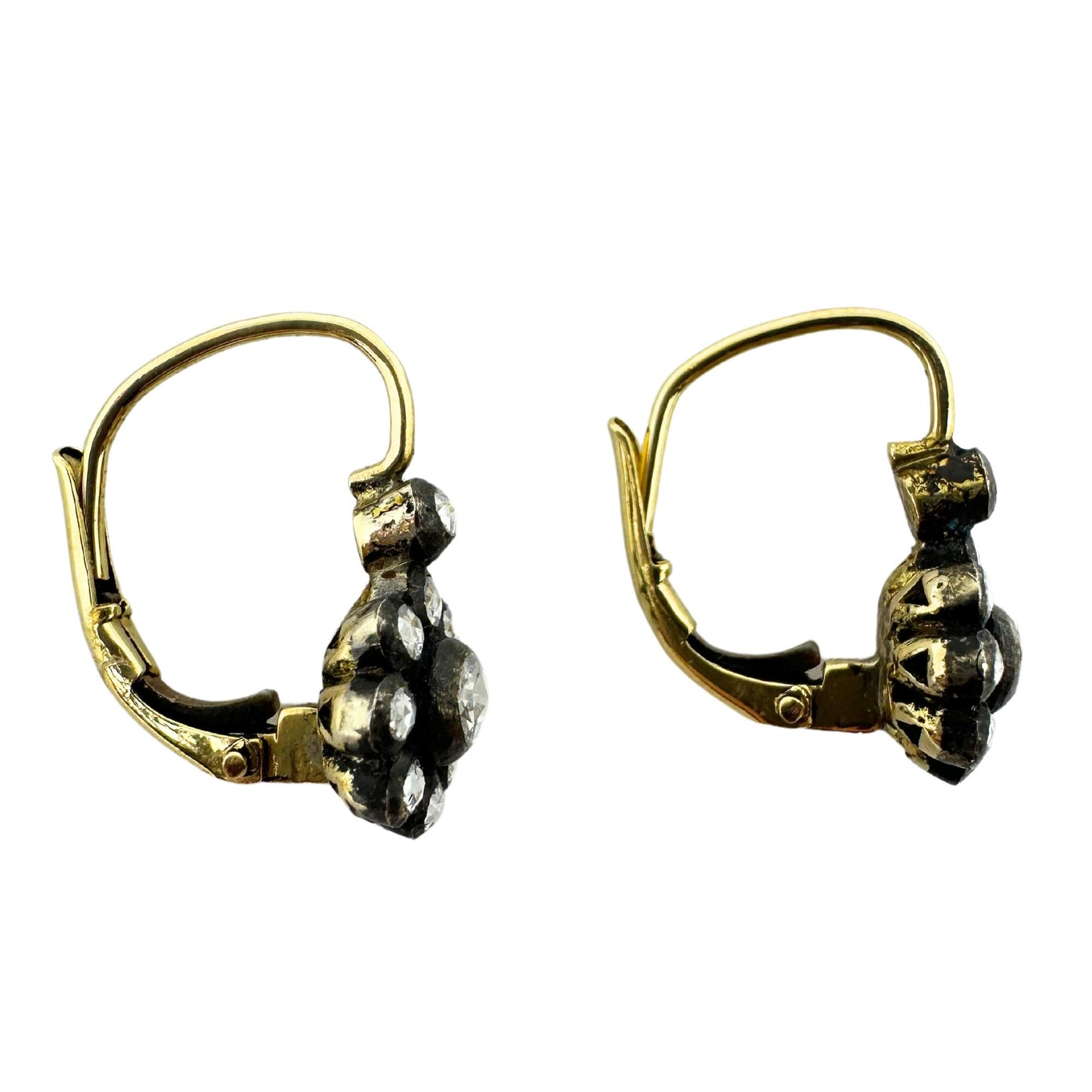 18k Rose Cut Diamond Earrings
