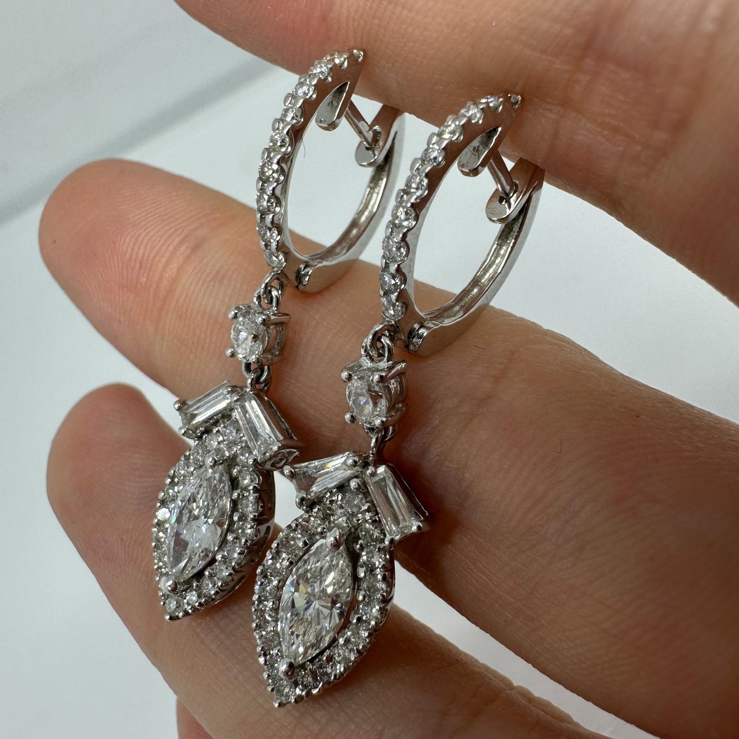 18K White Gold Marquise Diamond Earrings