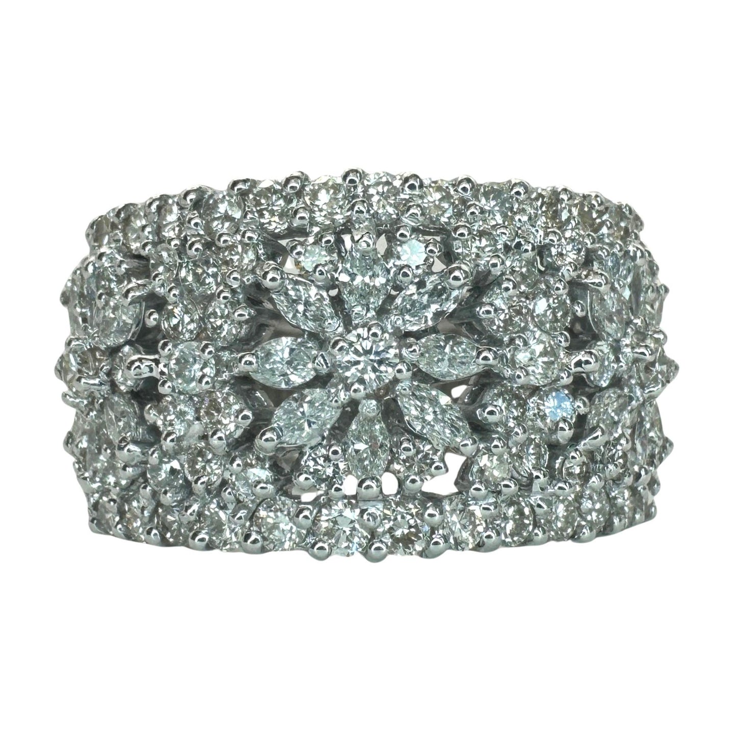 18k Marquise Cut Diamond Wide Band Ring
