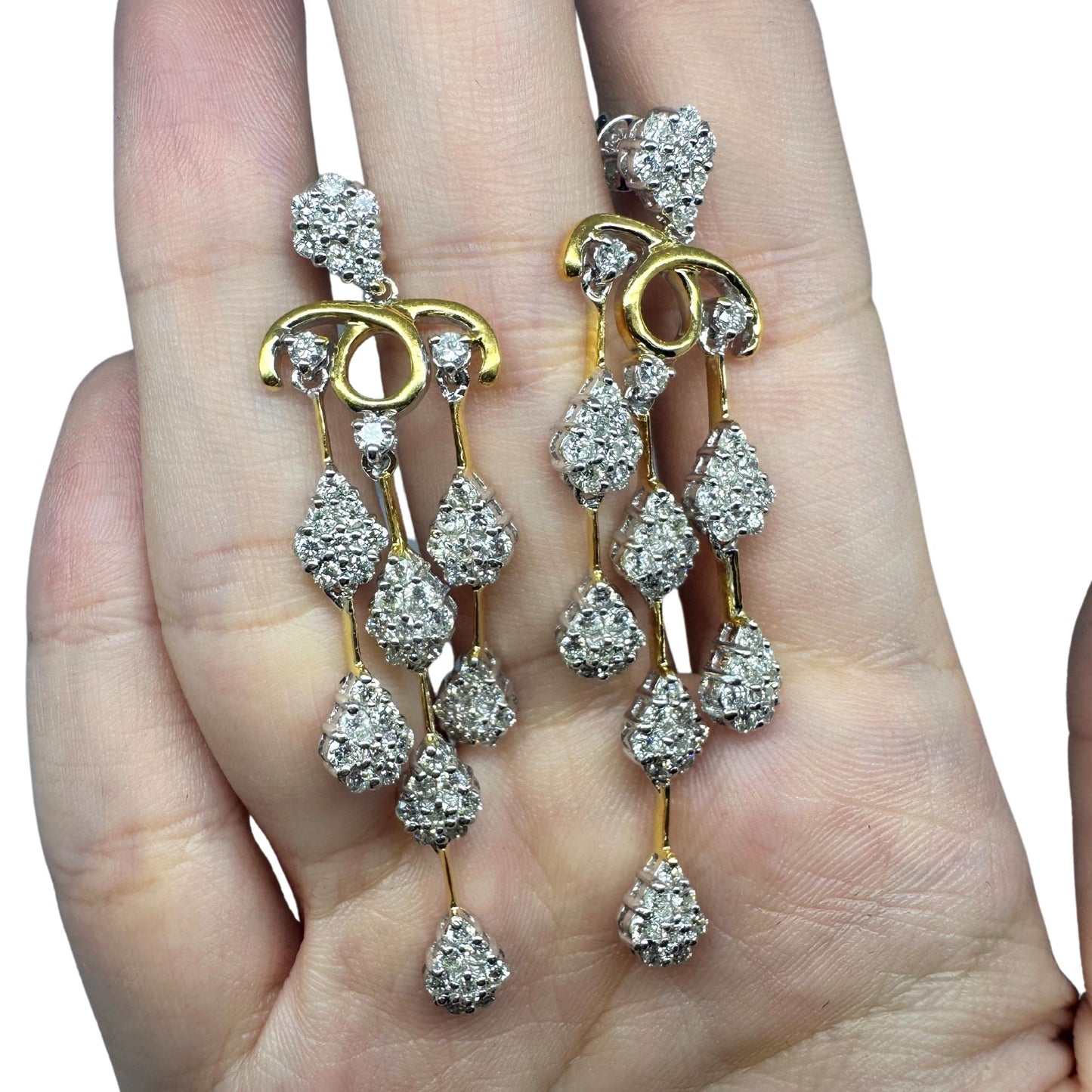 18K White and Yellow Gold Diamond Earrings