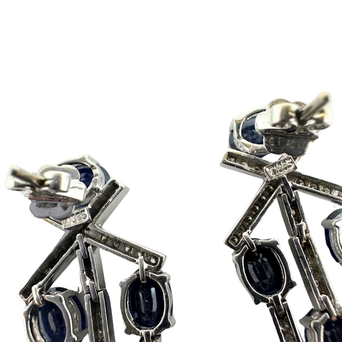 18k White Gold Diamond and Sapphire Earrings