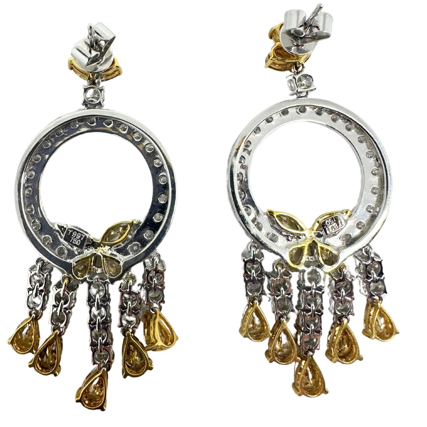18K White and Yellow Diamond Earrings
