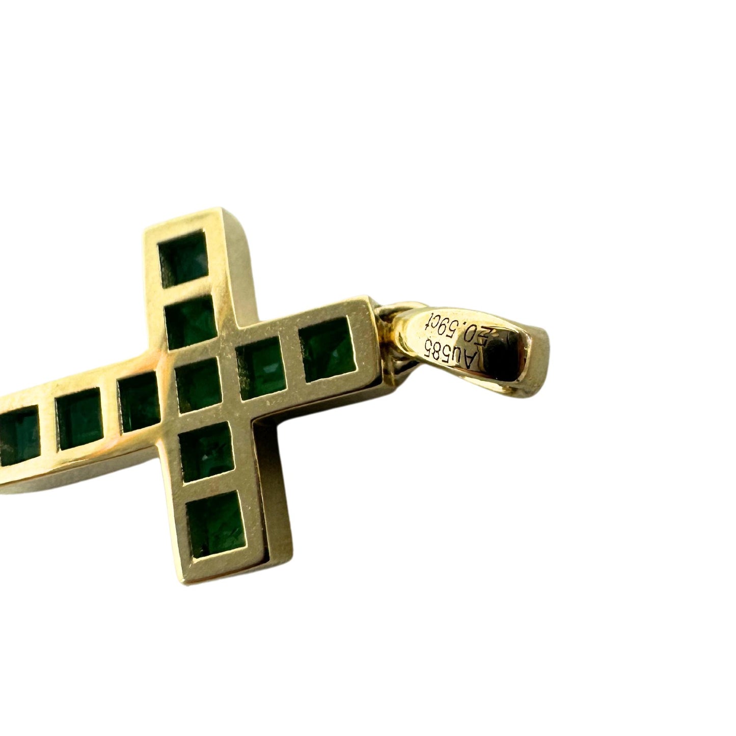 14K 0.59 Carat Emerald Cross Pendant