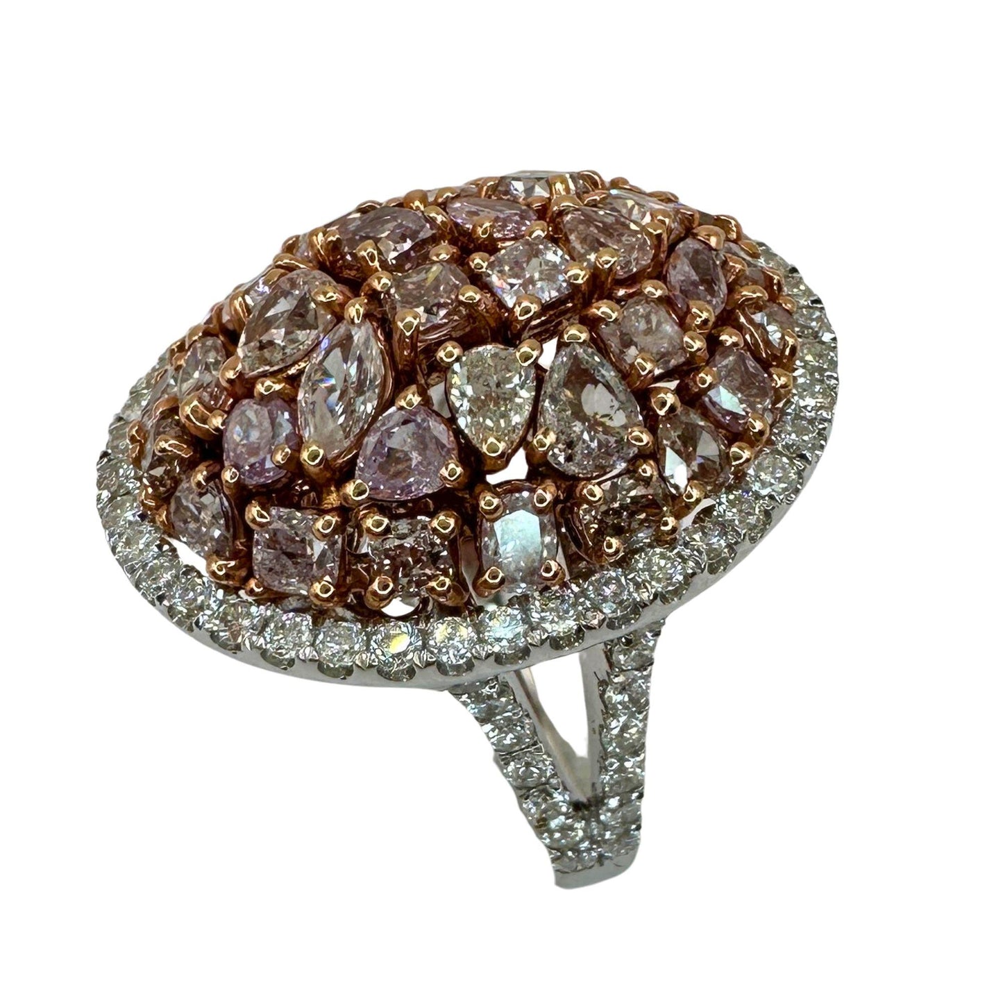 18k Pink and White Diamond Cocktail Ring