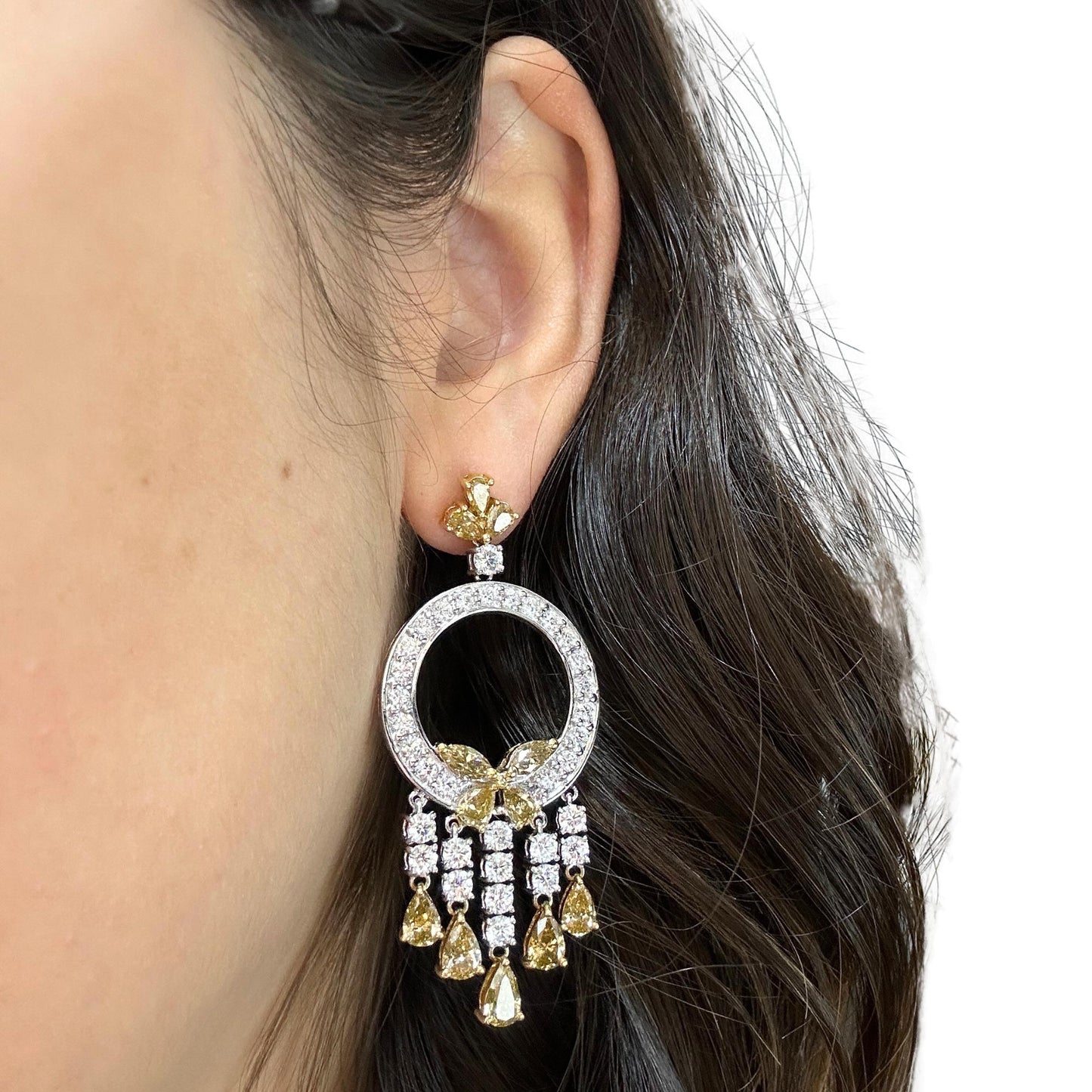 18K White and Yellow Diamond Earrings