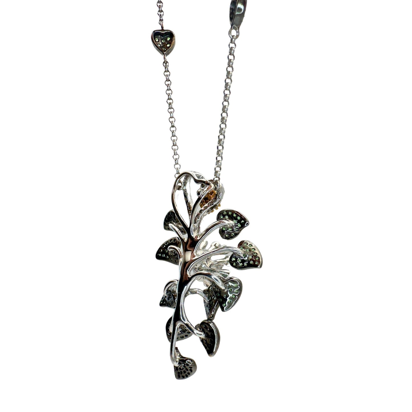 18k White and Yellow Diamond and Green Garnet Necklace