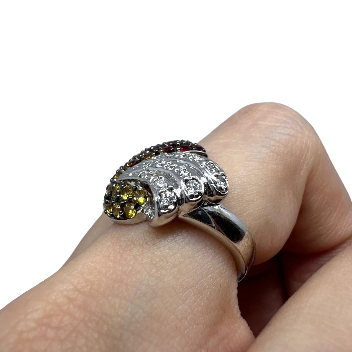 18K White Gold Diamond and Multi Sapphire Ring