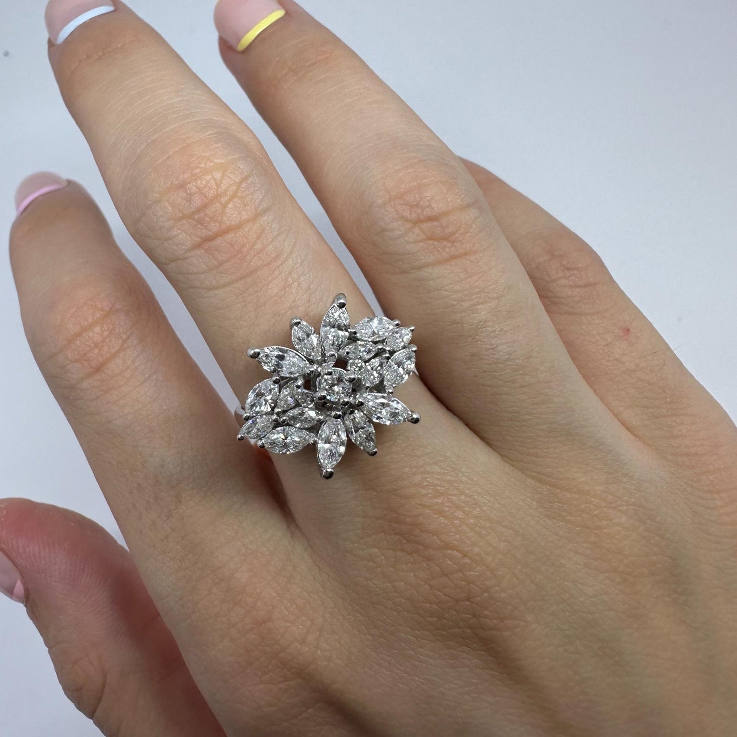 18K White Gold Marquise Cut Diamond Ring