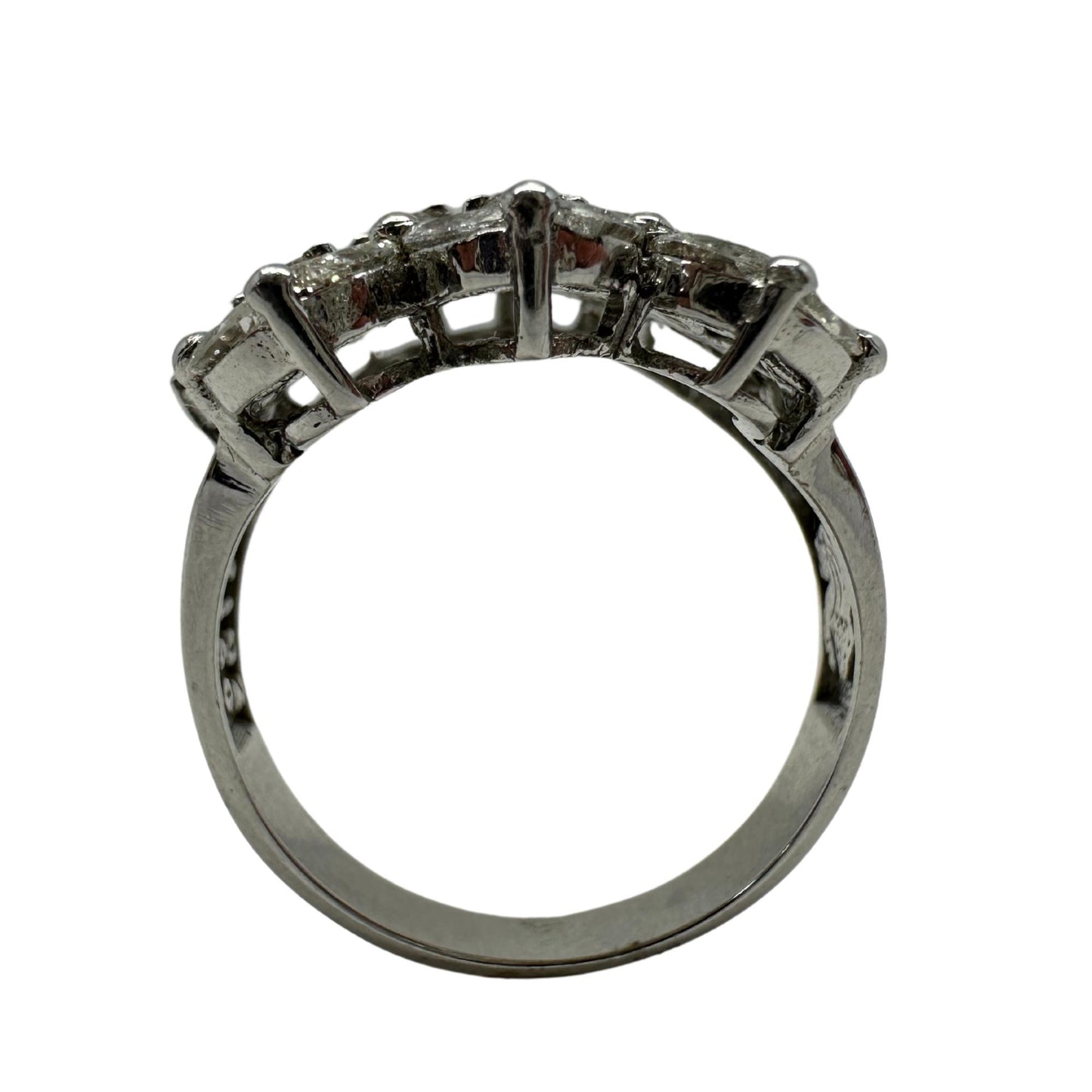 18K White Gold Marquise Cut Diamond Wide Band Ring