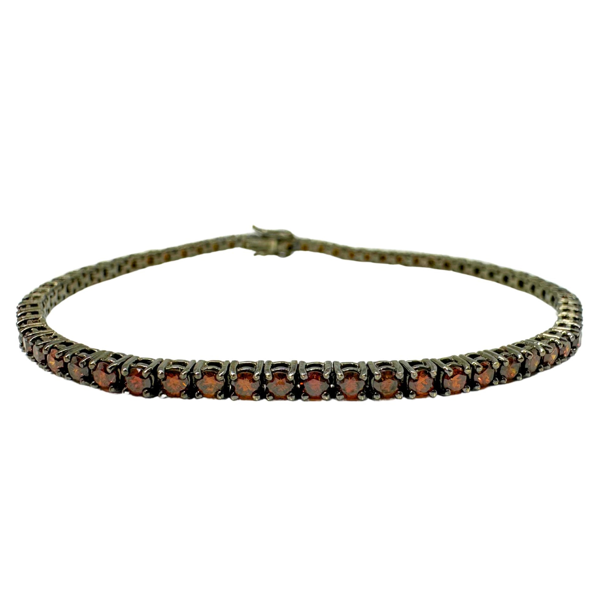 18K 3.05 carat Brown Diamond Tennis Bracelet - 7 inches