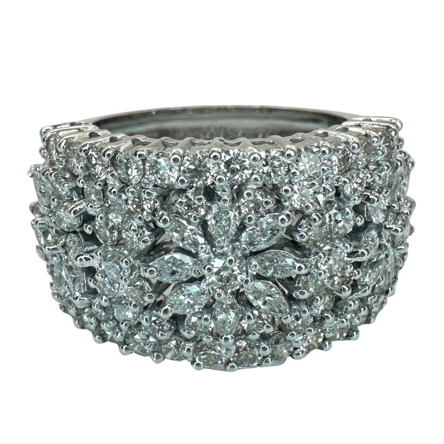 18k Marquise Cut Diamond Wide Band Ring