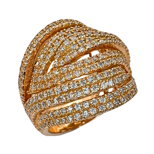 14k Rose Gold Diamond Wide Band Ring